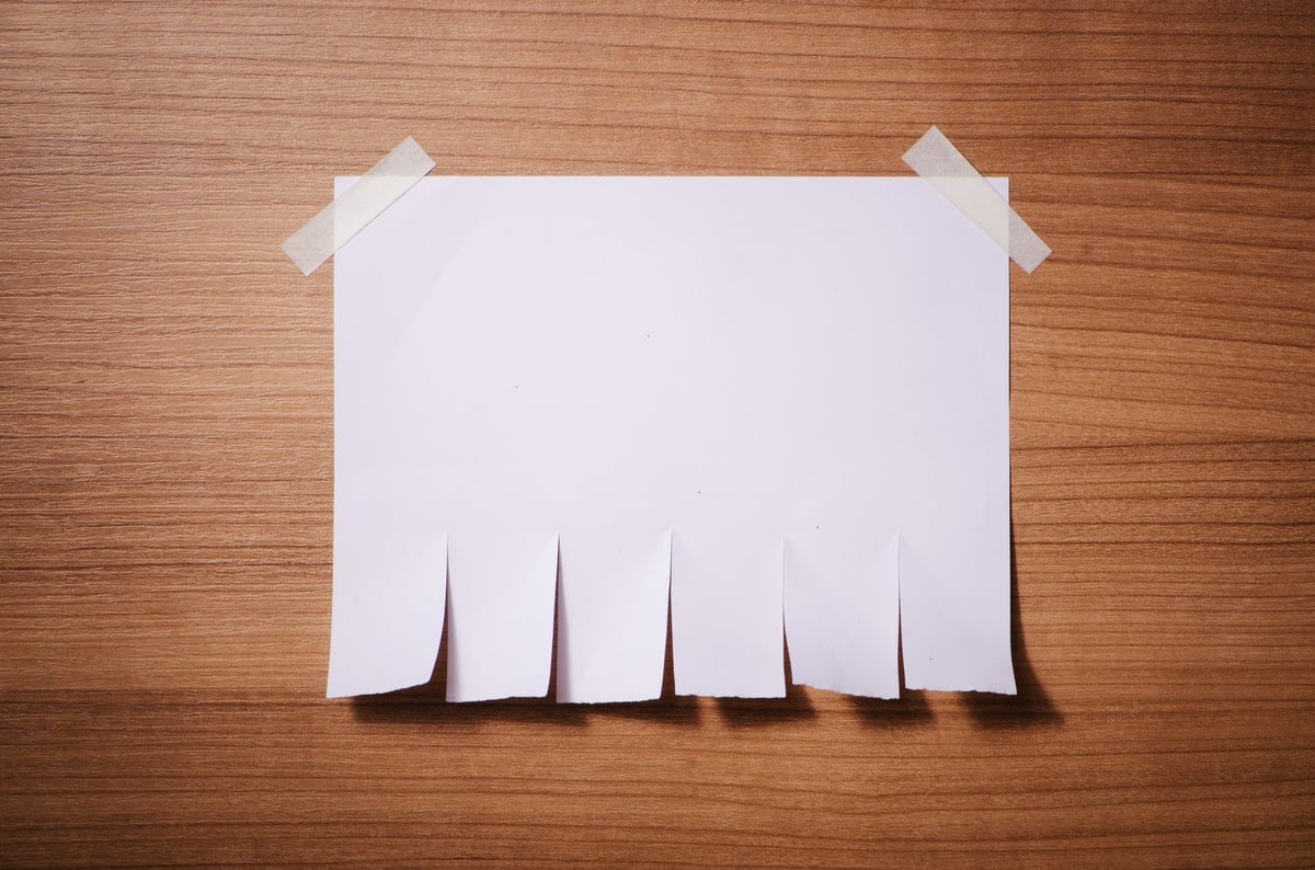 Tear off paper notice on the wall