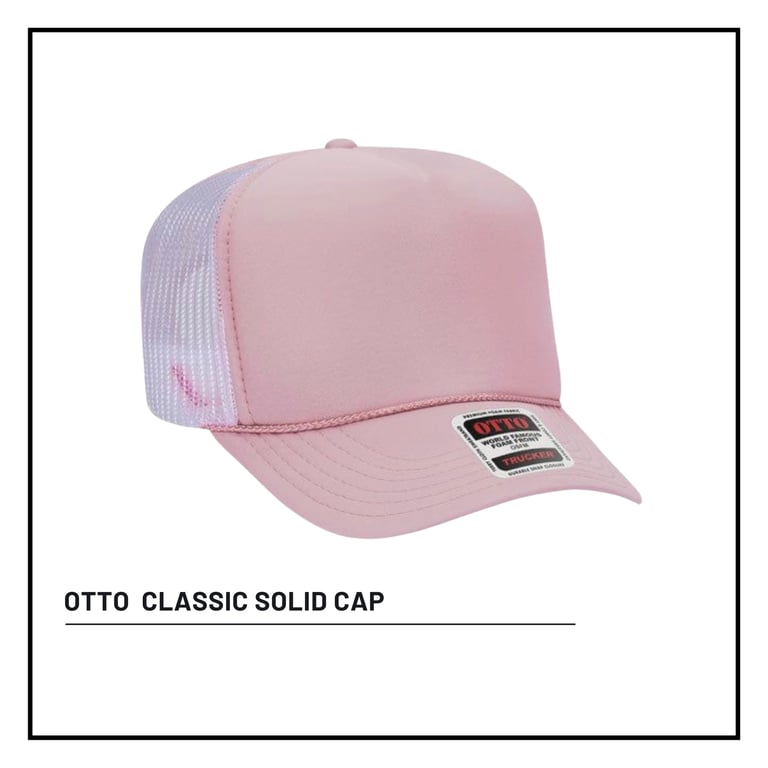 Pink and white Otto Classic Solid Cap with mesh back panel against white background