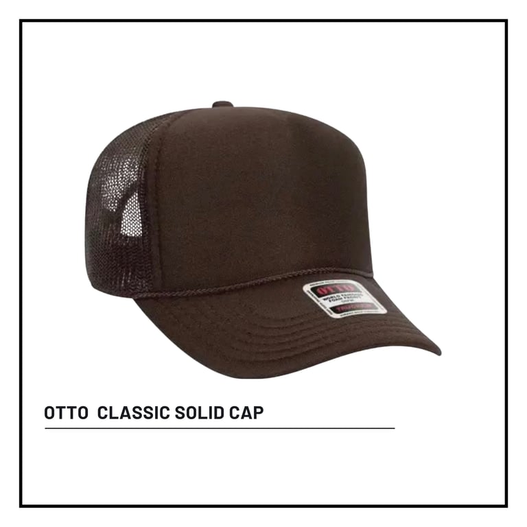 Brown Otto Classic Solid Cap with mesh back panel and logo patch on white background