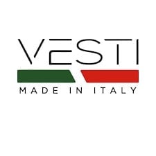 Vesti logo with Made in Italy text and Italian flag colors below