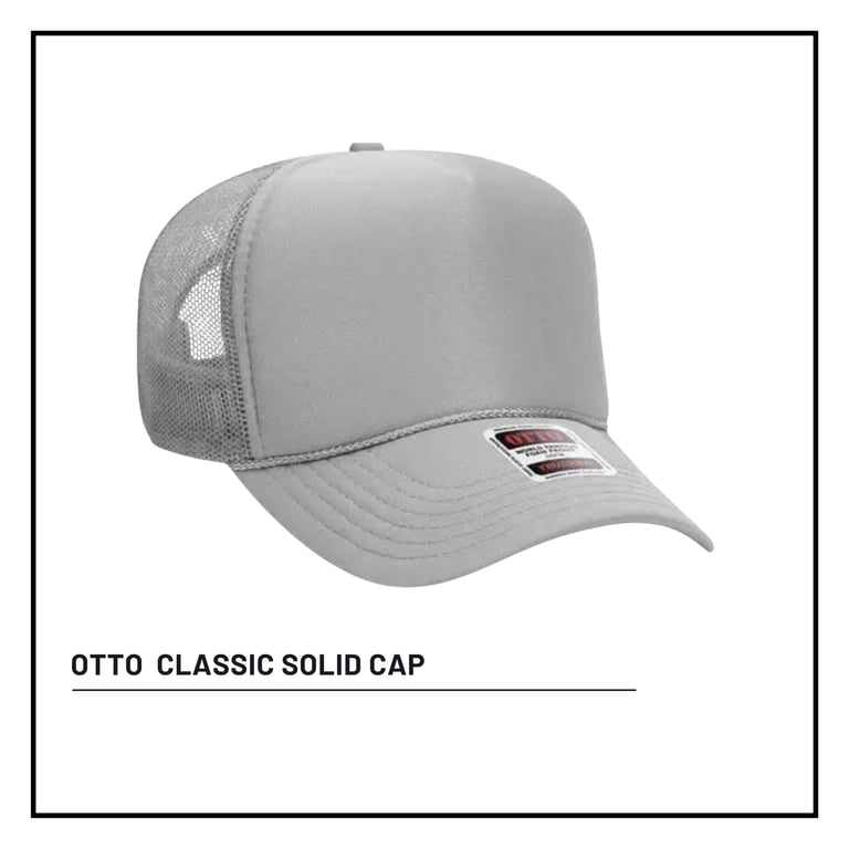 Gray OTTO Classic Solid Cap with mesh back panel on white background
