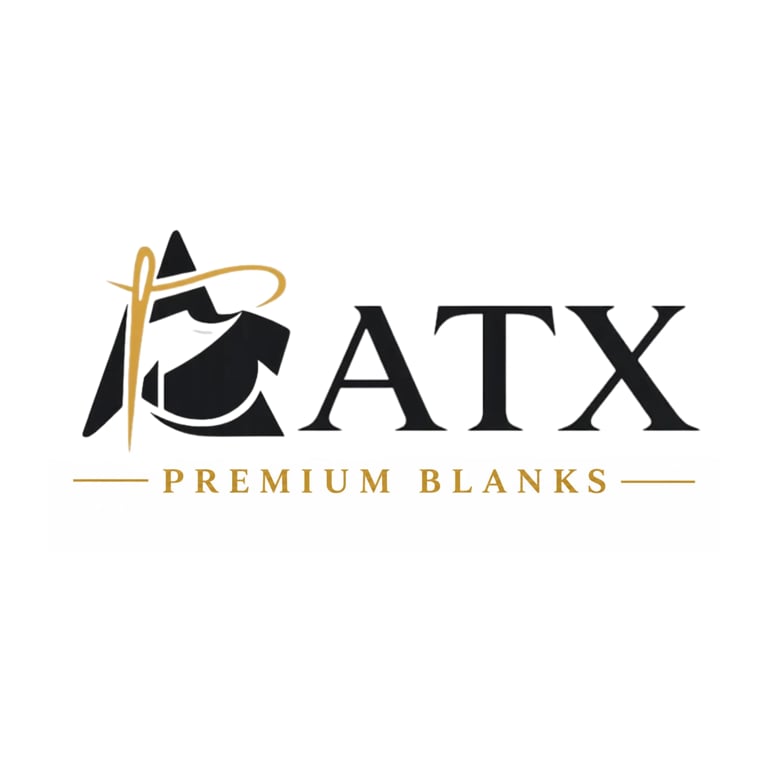 ATX Premium Blanks logo featuring a black horse head with gold paintbrush design elements