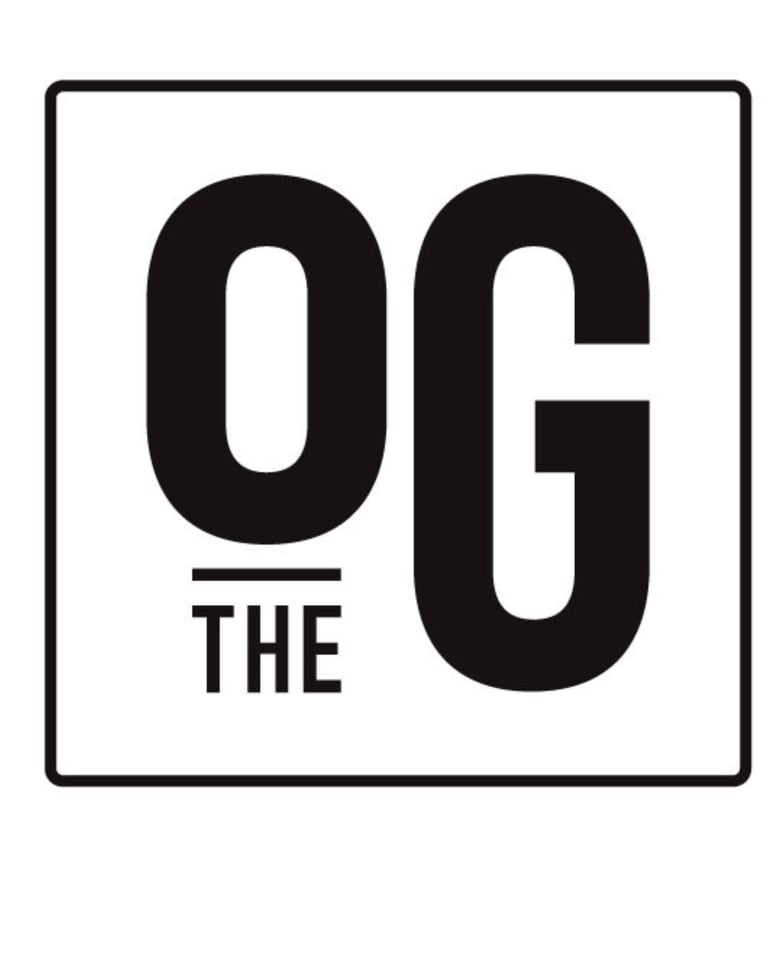 Black and white square logo with large letters OG and the word THE below