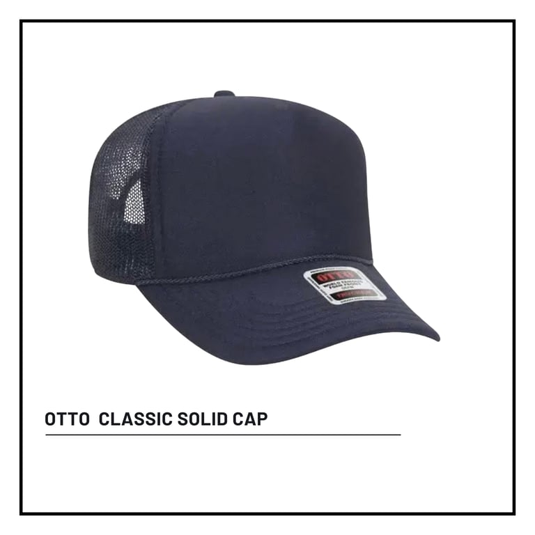 Navy blue Otto Classic Solid Cap with mesh back panel, displayed against white background