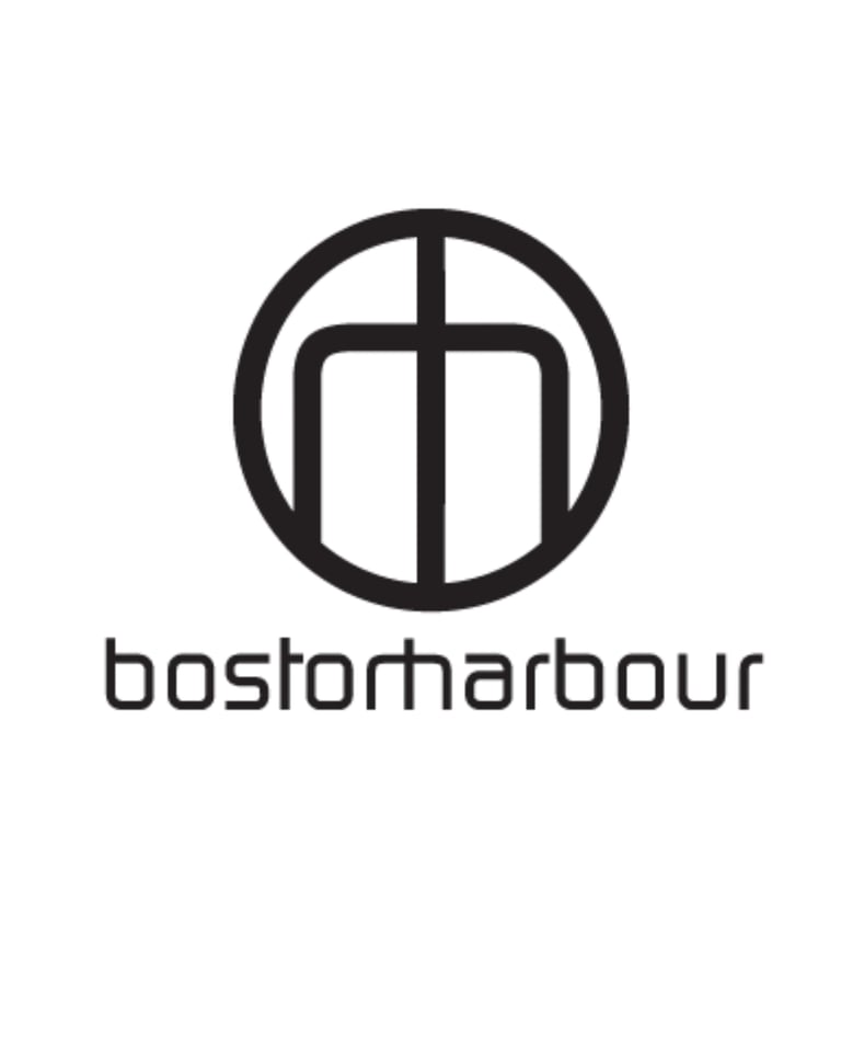Boston Harbour church logo with cross symbol inside circle and text below