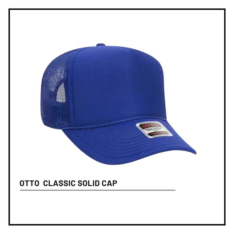 Blue OTTO classic solid cap with mesh back panel displayed against white background