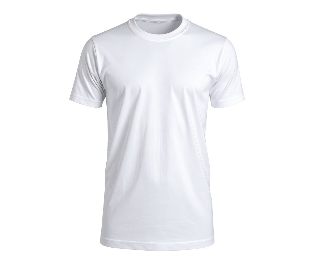 White short-sleeve crew neck t-shirt displayed on white background