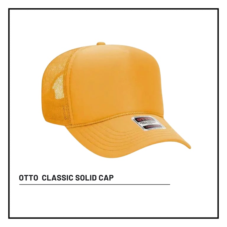 Yellow Otto Classic Solid trucker cap with mesh back panel on white background